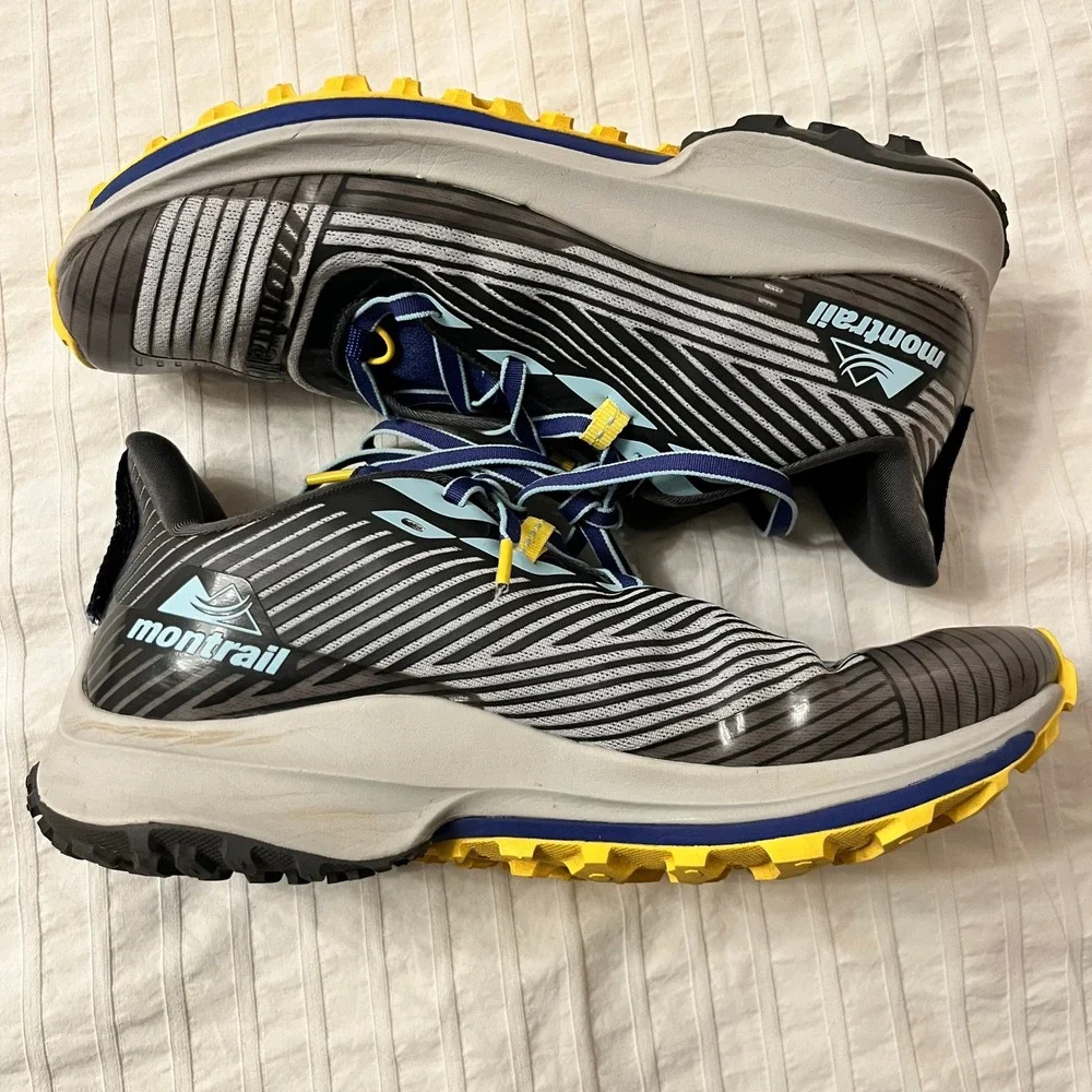 Columbia Montrail Trinity AG Womens Trail Running Shoes Gray Blue Yellow Sneaker